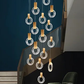 Лека луксозна стълбищна полилей модерен минималистичная вила Скандинавски хол лампа самоличността на ресторант въртяща се покривна полилей