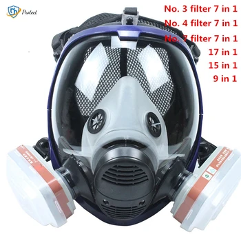 Маска 6800 7 в 1 6001 противогаз киселите пылезащитная маска маска боя пестицидный спрей силикон филтър лабораторен консуматив заваряване