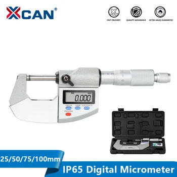 Микрометър XCAN IP65 Външен Цифров Микрометър 0-25/50/75/ Штангенциркуль сензор за измерване на доказателства за вода/масло 100мм 0,001 мм имейл