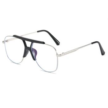 Модни Големи Пилотни Прозрачни Очила Pop Anti-blue Големи Очила За Късогледство Прозрачни Рамки За Очила За Компютър