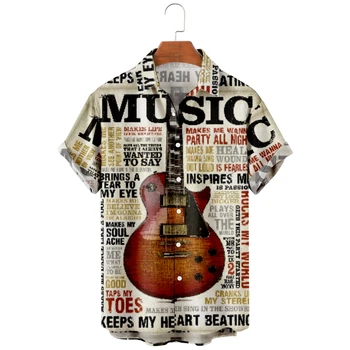 Мъжки Хавайска Тениска За Жени, музикална китара с 3D Принтом, Модни Риза Hombre, Ежедневни Плажно Облекло Оверсайз, 4
