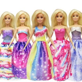 Нова Мода Барби Дрехи и Аксесоари Рокля на Принцеса Рокля Цвят Рокля Дрехи за Барби направи си САМ Dressup Подарък За Рожден Ден