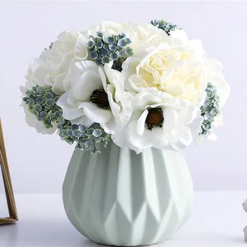 НОВИЯТ Скандинавски букет божури съсънка сватбен букет на булката коприна изкуствени цветя DIY албум за изрезки flores artificiales декор на стая