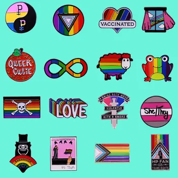 Оригиналност Дъга Гомосексуальный Знак Икона на ЛГБТ Твърд Емайл Метал Жени Hoody Раница, Шапка, Декоративни Аксесоари Подарък За гей-Двойки