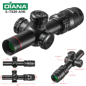 От DIANA 2-7X20 Тактически Ловен Оптичен мерник Пневматичен Очите Зелен червен хирургична лампа Sniper Прицел за ружейной лов