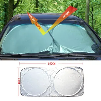 Сгъваема сенника На Предното стъкло на превозното средство 150*70 см с Защита От Uv Универсален сенника За Кола Предната Вятърни генератори Аксесоари за Автомобили