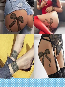 Секси Черна Лейси Стикер Татуировки Изкушения На Интимните Части На Бедрата