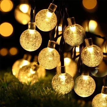 Слънчеви Струнни Светлини Открит 100 Светодиоден Кристален Глобус Светлини Водоустойчив Слънчев Венец Страхотна Светлина За Градина Коледно Парти Декор