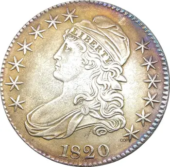 Съединените Щати 50 Цента ½ долара Liberty Eagle Бюст с капак Полдоллара 1820 Сребърна Копирни Монета с мельхиоровым покритие