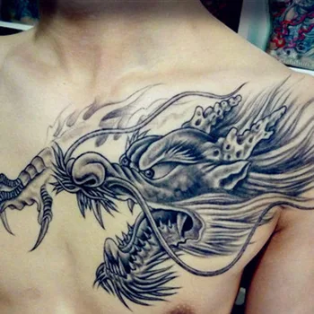 Татуировки Етикети През рамо Дракон на Гърдите Кран Голямо Цвете Ръка Мъжки И Дамски Малка Прясна Готина Стикер Татуировки Етикети