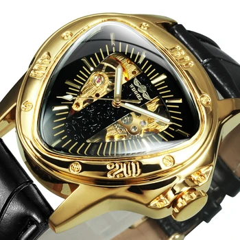 Часовник WINNER Автоматични Механични Часовници за Мъже Най-добрата Марка на Луксозни Златни Часовници Мъжки Триъгълни Скелет на Едро на Най-добри Продажби Relogio